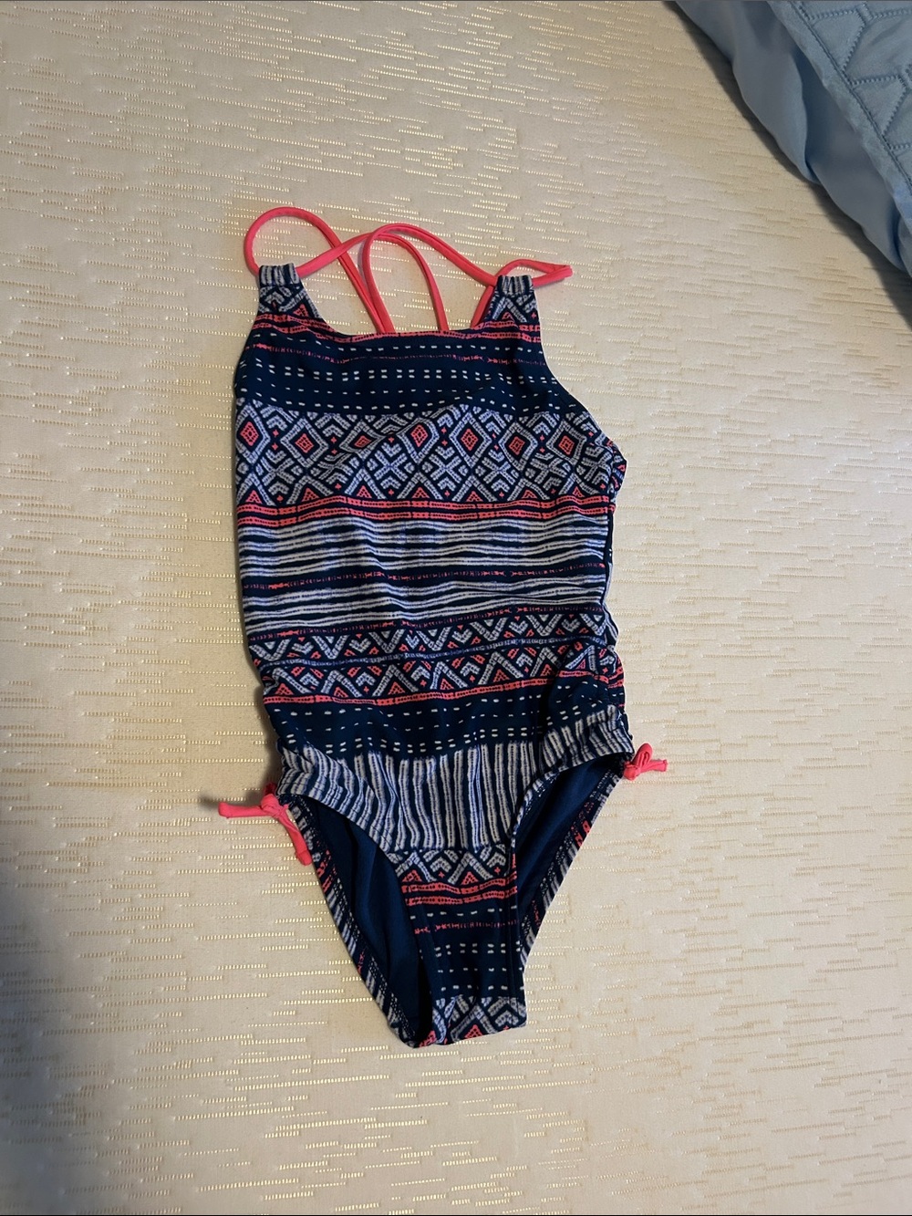 Old Navy Navy and Pink Geometric One-Piece Swimsuit